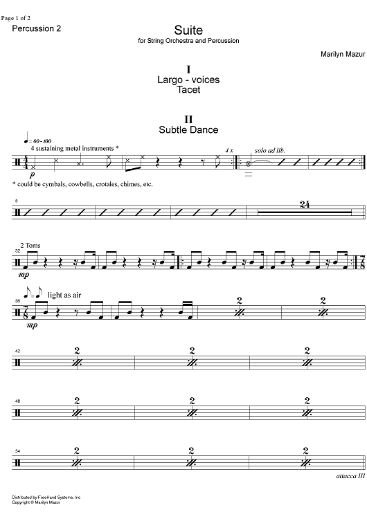Suite for string orchestra and percussion - Percussion 2
