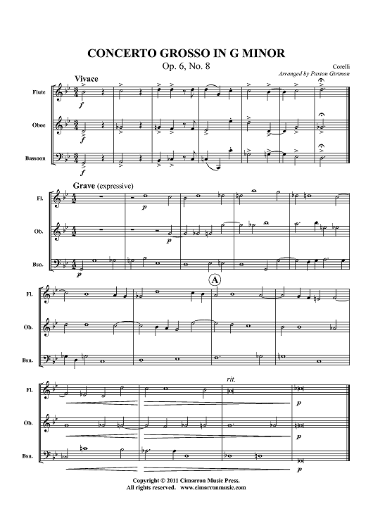 Concerto Grosso in G Minor - Op. 6, No. 8 - Score