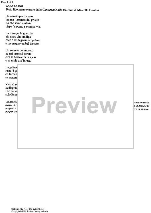 Zogo de fioi - Lyrics