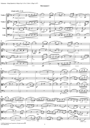 String Quartet No. 3, Movement 3 - Score