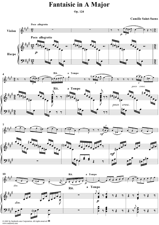 Fantaisie in A Major, Op. 124 - Harp Score