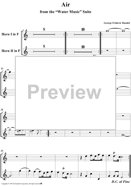 Water Music Suite No. 1 in F Major, No. 6: Air - Horn 1/Horn 2