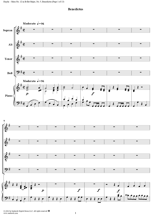Mass No. 12 in B-flat Major, HobXXII/12, Benedictus