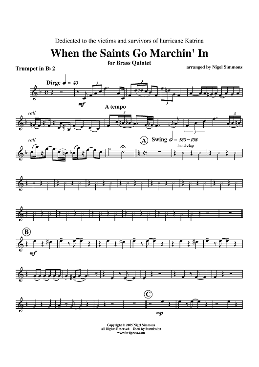 When the Saints Go Marchin' In - Trumpet 2