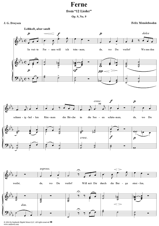 Twelve Lieder, Op. 9, No. 9: "Of Distant Lands" (Ferne)