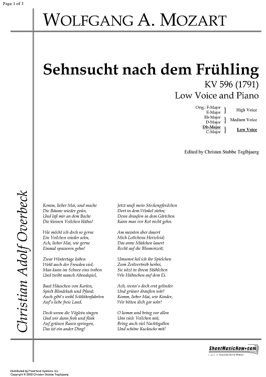 Sehnsucht nach dem Frühling KV596