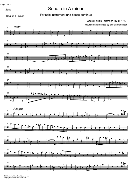 Sonata a minor - Bass