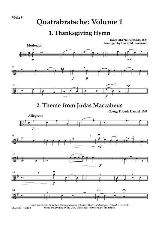 Quatrabratsche: Volume 1 for Viola Quartet - Viola 3