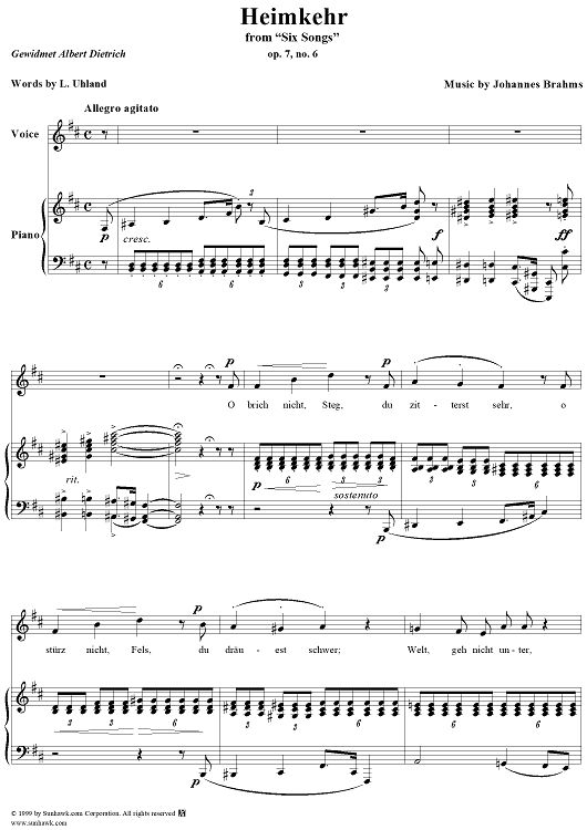 Heimkehr - No. 6 from "Six Songs" op. 7