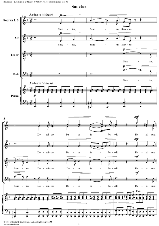 Requiem in D Minor, No. 6: Sanctus