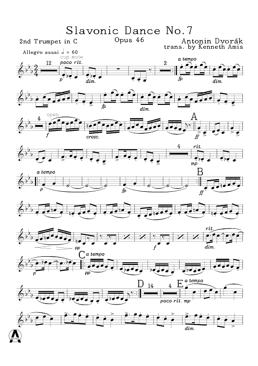 Slavonic Dance No.7, Op.46 - Trumpet 2 in C