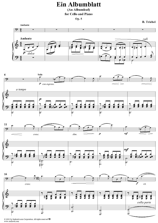 Ein Albumblatt (An Albumleaf), Op. 5 - Piano Score