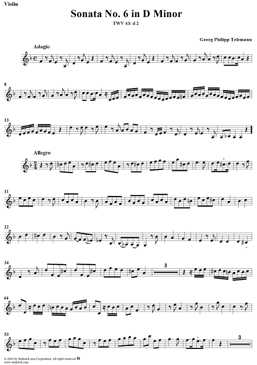 Sonata No. 6 in D Minor - Violin