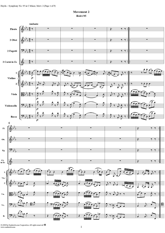 Symphony No. 95 in C Minor   movt. 2 - Hob1/95 - Full Score