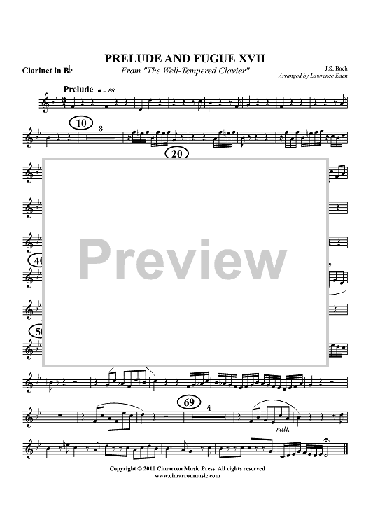 Prelude and Fugue XVII - Clarinet in Bb