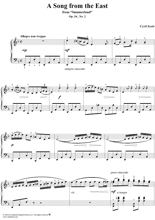 A Song from the East, No. 2 from Four Little Pieces "Summerland", Op. 54, No. 2