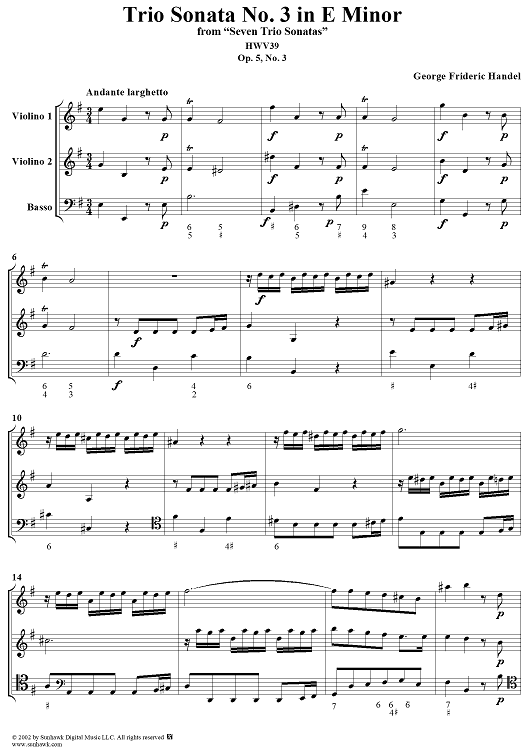 Trio Sonata no. 3 in E minor - op. 5/3  (HWV398)