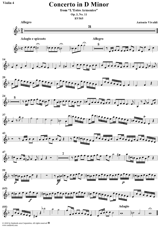Concerto in D Minor - Violin 4