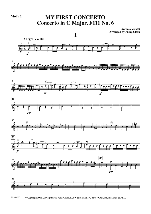 My First Concerto - Concerto in C Major, F111 No. 6 - Violin 1