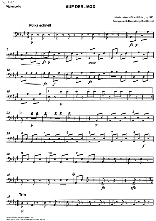 Auf der Jagd Op.373 - Cello