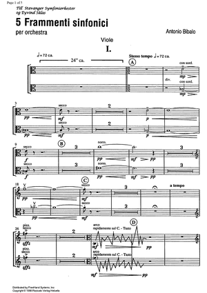 5 Frammenti sinfonici - Viola