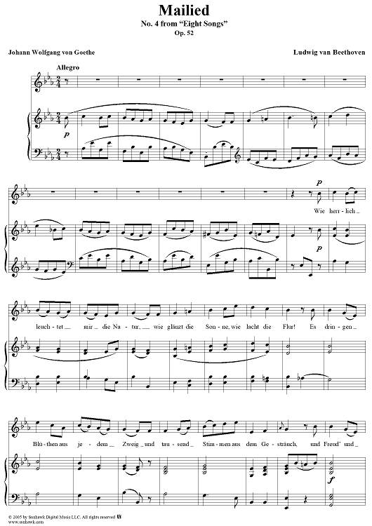 Mailied, No. 4 from "Eight Songs", Op. 52