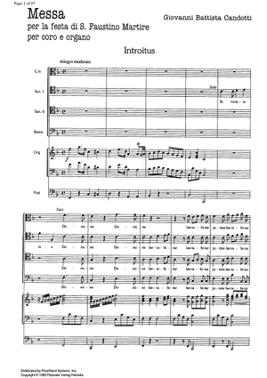 Messa per la festa di S. Faustino Martire - Score