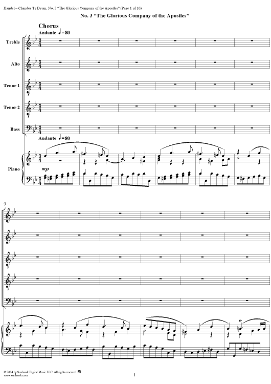 Chandos Te Deum in B-flat Major, HWV281: No. 3, The Glorious Company of the Apostles