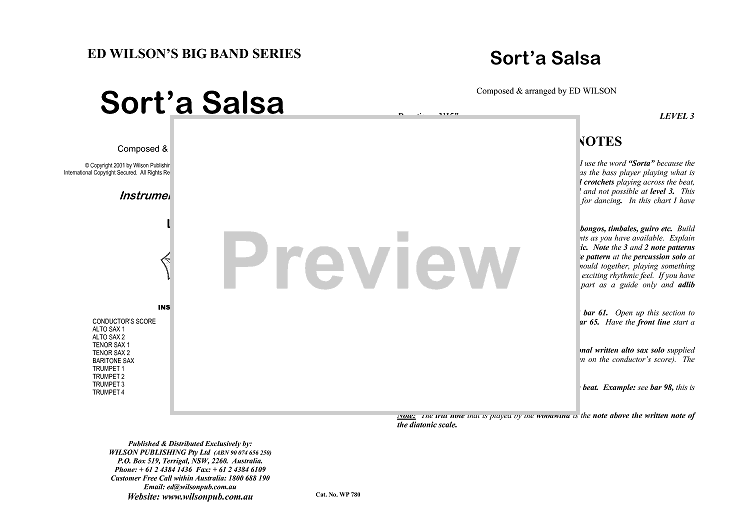 Sort's Salsa - Conductor's Notes