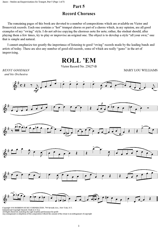 Studies and Improvisations for Trumpet: Part V