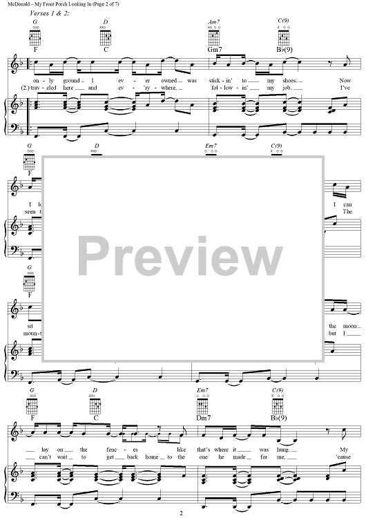 My Front Porch Looking In" Sheet Music by Lonestar for Piano/Vocal