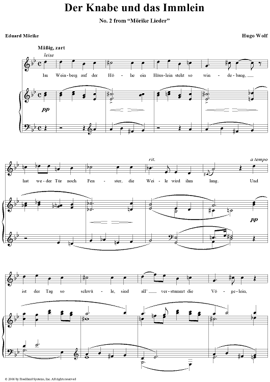 Der Knabe und das Immlein, No. 2 from "Mörike Lieder"