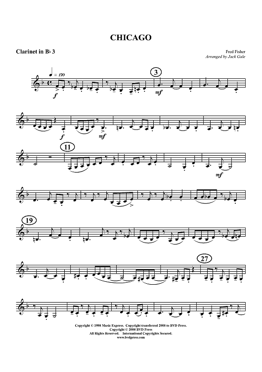 Chicago - Clarinet 3 in B-flat (op. Alto Cl.)
