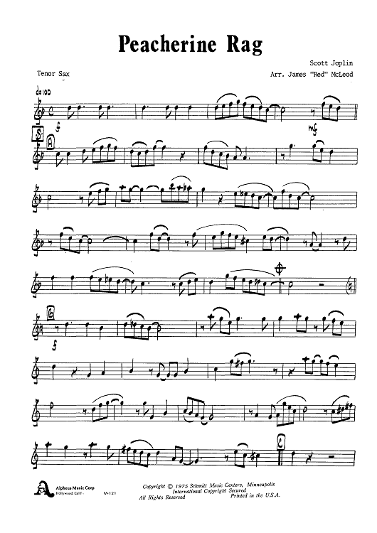 Peacherine Rag - Tenor Sax