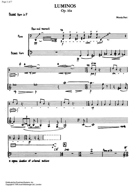 Luminos Op.16a - Basset Horn in F