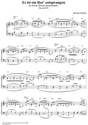 Es ist ein Ros entsprungen - No. 8 from "Eleven Choral Preludes" Op. posth 122
