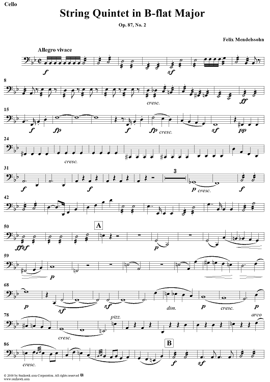String Quintet No. 2 in B-flat Major, Op. 87 - Cello