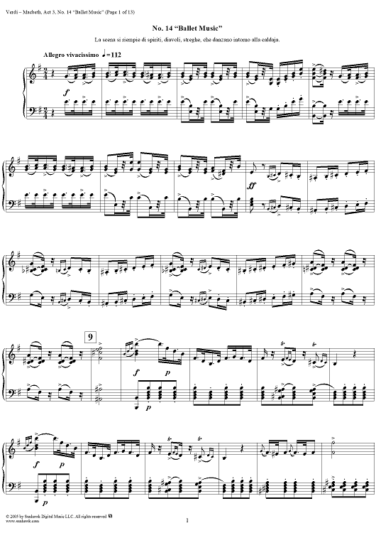 Macbeth, Act 3, No. 14, Ballet Music