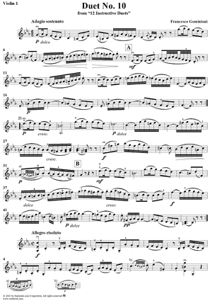 Duet No. 10, from "12 Instructive Duets" - Violin 1