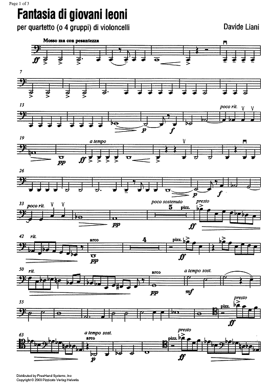 Fantasia di giovani leoni (Phantasy of the young lion) - Cello 4