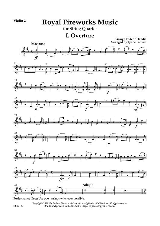 The Royal Fireworks Music - Violin 2
