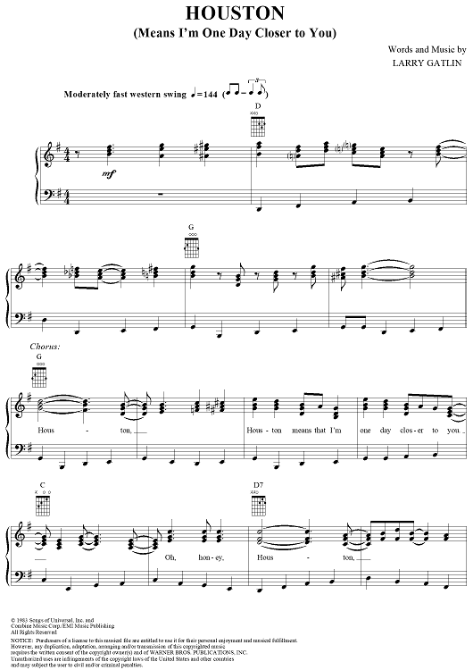 Houston (Means I'm One Day Closer to You)