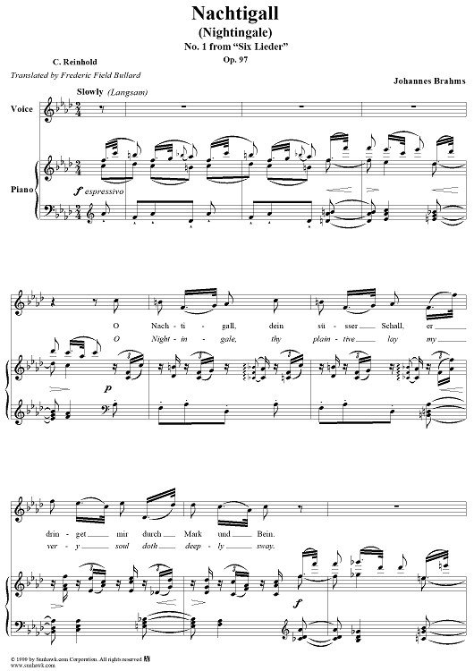 Nachtigall No. 1 from "Six Lieder"   op. 97