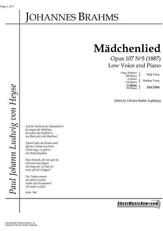 Mädchenlied Op.107 No. 5
