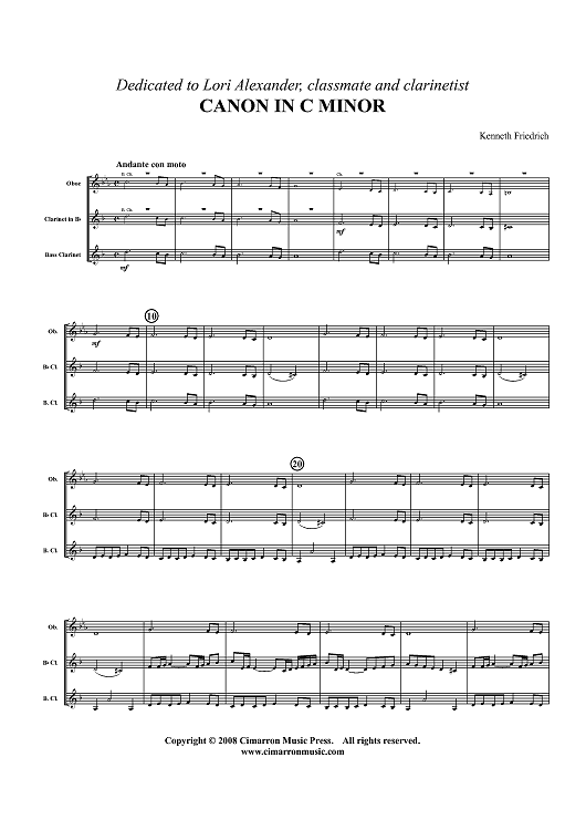 Canon in C Minor - Score