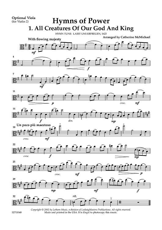 Hymns of Power for 2 Violins and Piano - Viola (for Violin 2)