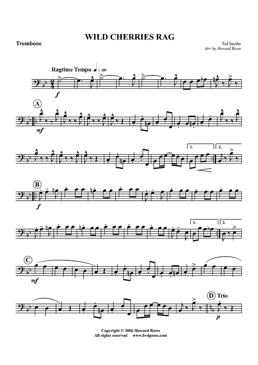 Wild Cherries Rag - Trombone