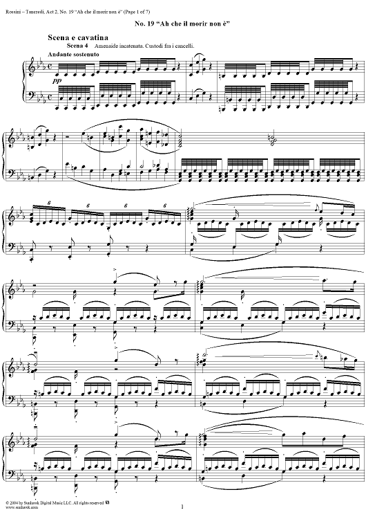 Ah che il morir non è: No. 19 from "Tancredi", Act 2, Scene 4 - Score