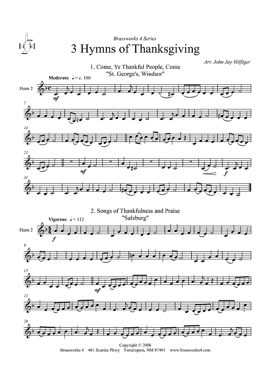 3 Hymns of Thanksgiving - Horn 2