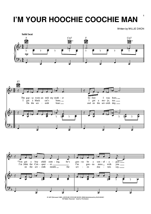 I'm Your Hoochie Coochie Man" Sheet Music by Muddy Waters; Willie Dixon
